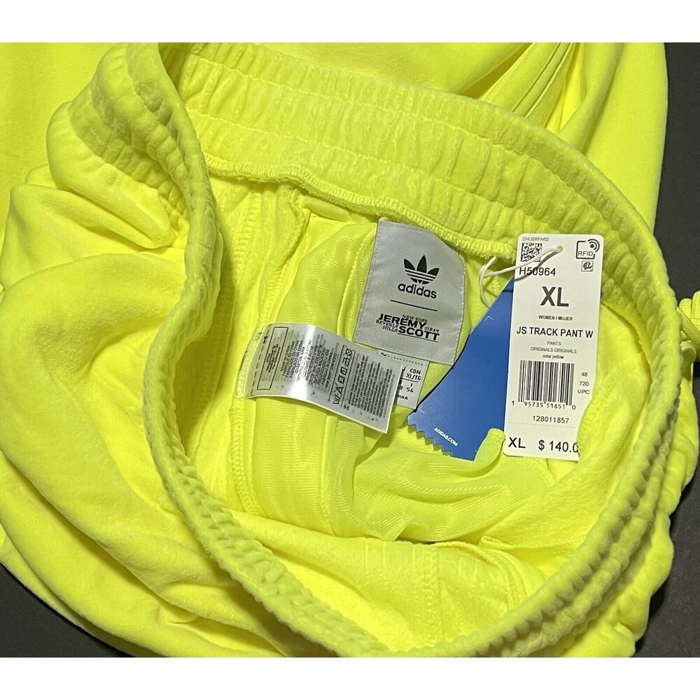 ADIDAS Jeremy Scott Velour Track Pant Wide Leg H50964 Womens Sz XL Solar Yellow - Picture 9 of 14